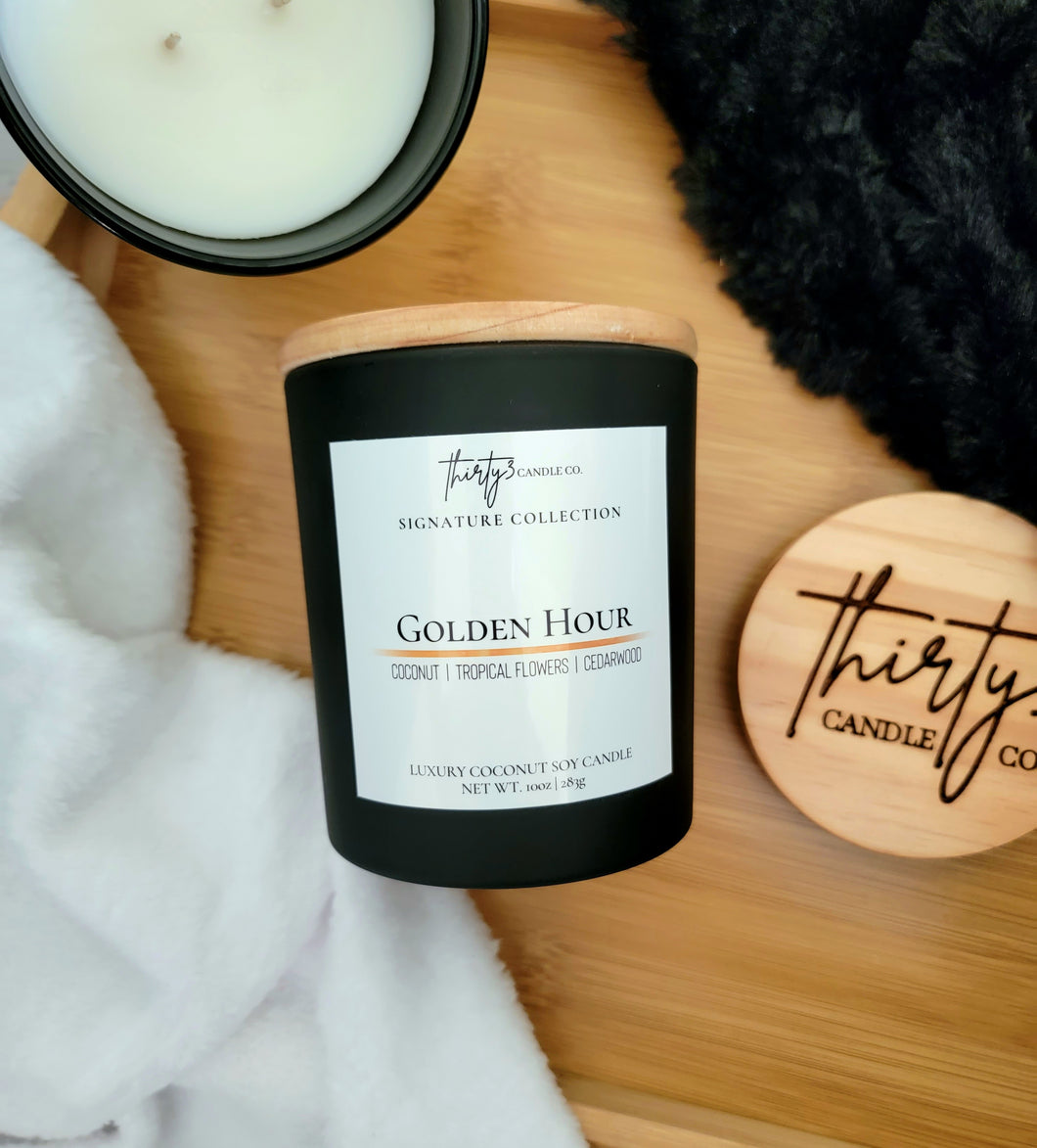 GOLDEN HOUR Candle - Coconut | Tropical Flowers | Cedarwood